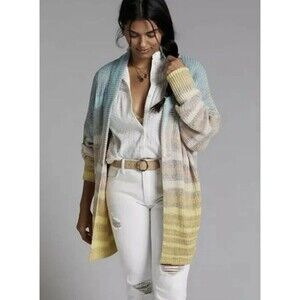Anthropologie Pilcro Space Dye Cardigan Sweater Ombre Longline Size Large